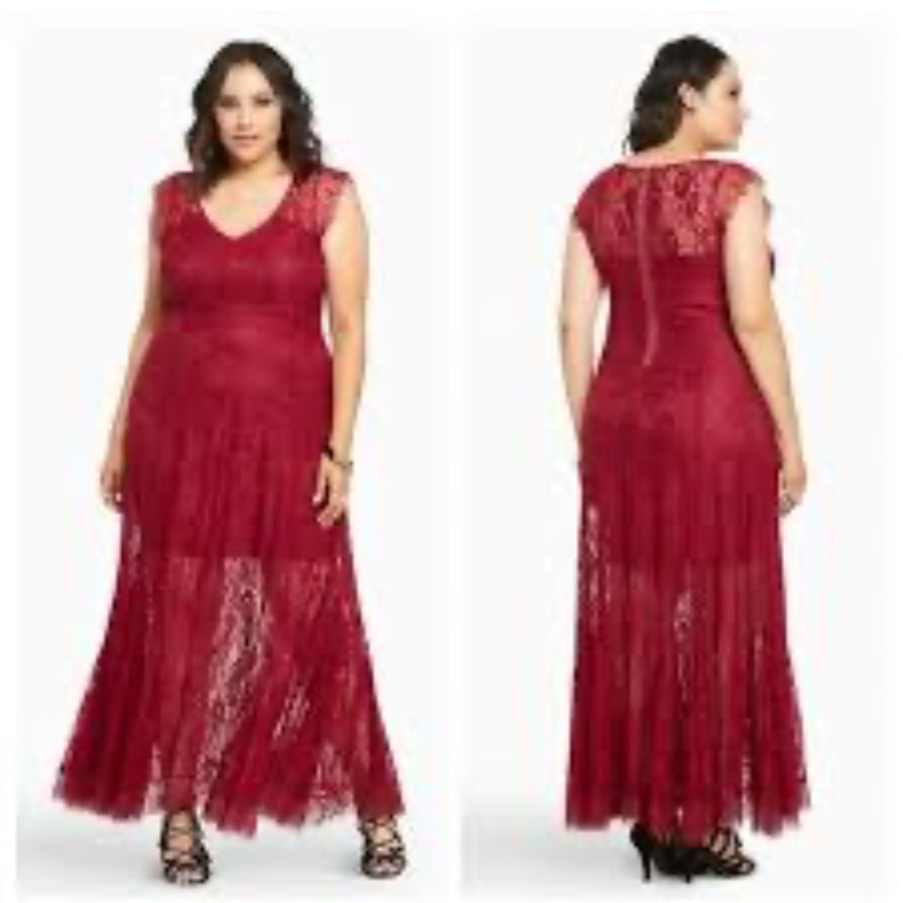 Torrid Deep Red Lace Maxi Dress